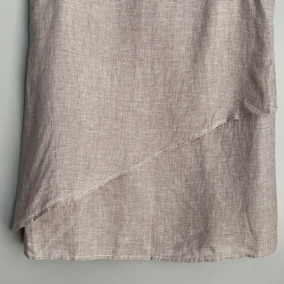 J McLaughlin Theodora Top 100% Linen Medium Tan Houndstooth Sleeveless Preppy - Picture 6 of 15